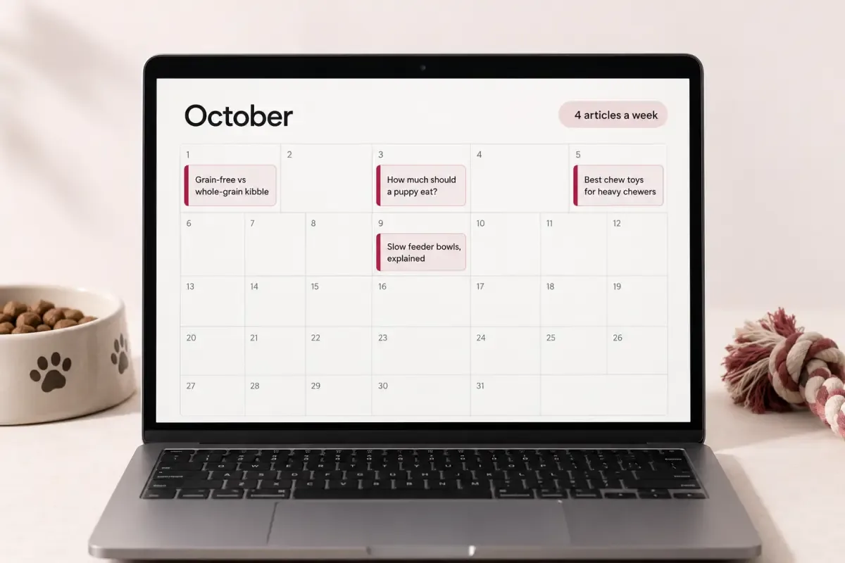 Citelift content calendar showing four scheduled articles a week