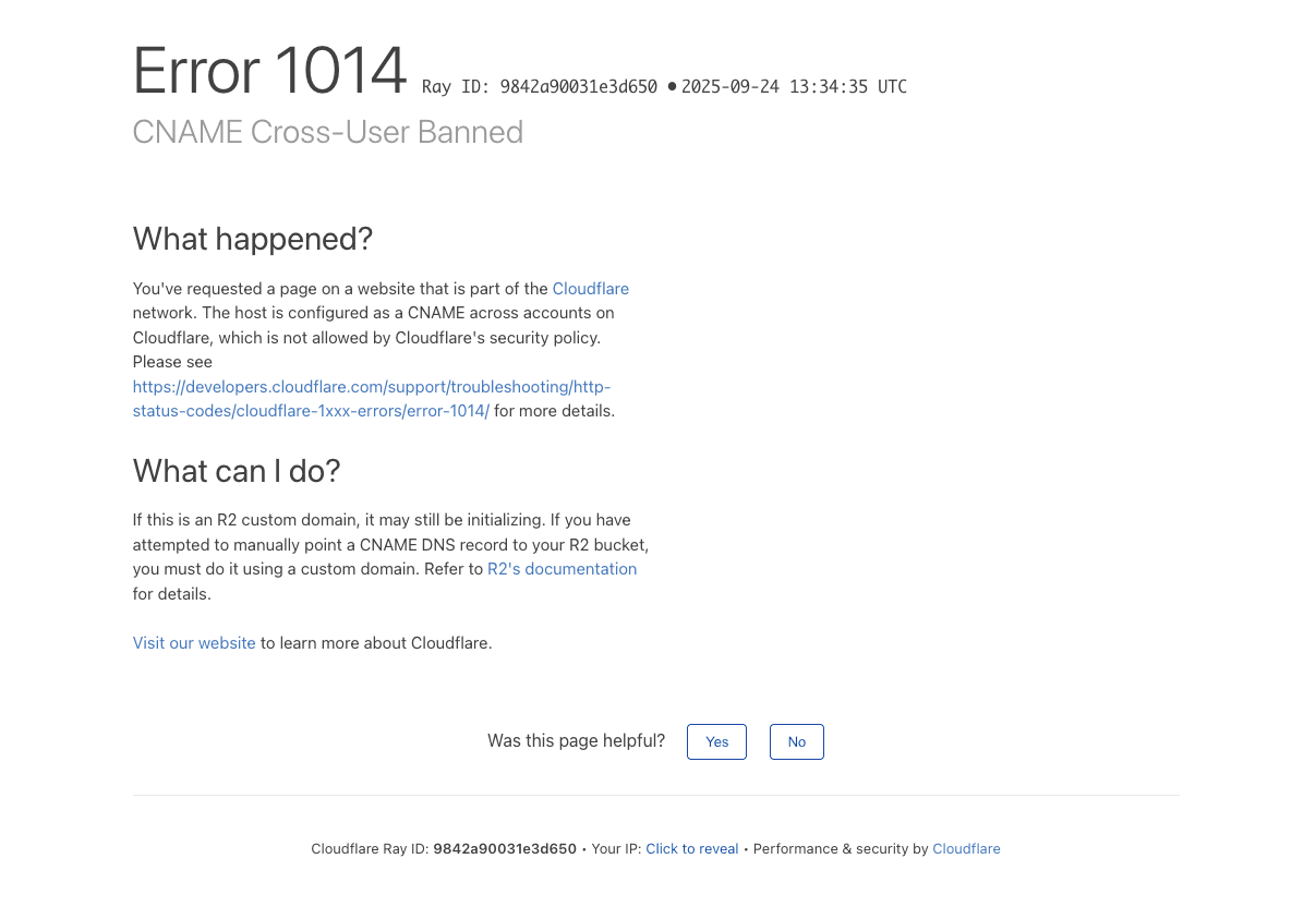 CNAME Cross-User Banned error